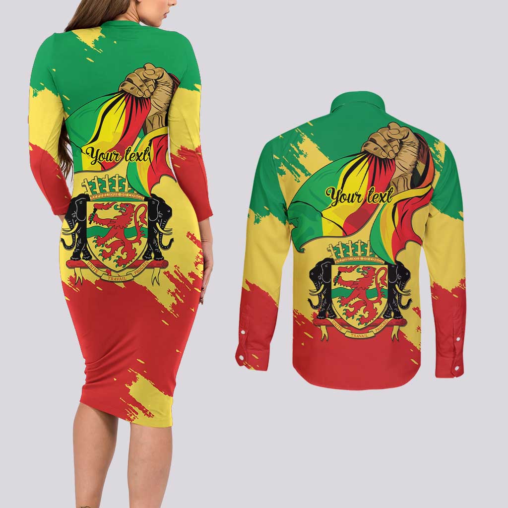 Republic of The Congo Independence Day Personalized Couples Matching Long Sleeve Bodycon Dress and Long Sleeve Button Shirt Congo-Brazzaville Since 1960 - Wonder Print Shop