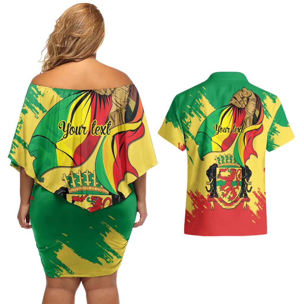 Republic of The Congo Independence Day Personalized Couples Matching Off Shoulder Short Dress and Hawaiian Shirt Congo-Brazzaville Since 1960 - Wonder Print Shop