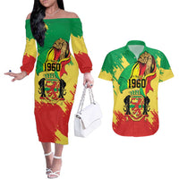 Republic of The Congo Independence Day Personalized Couples Matching Off The Shoulder Long Sleeve Dress and Hawaiian Shirt Congo-Brazzaville Since 1960 - Wonder Print Shop