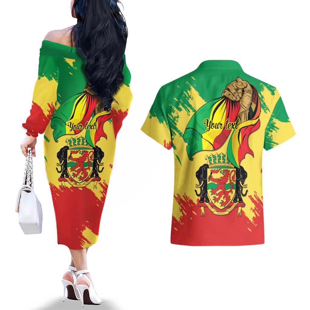 Republic of The Congo Independence Day Personalized Couples Matching Off The Shoulder Long Sleeve Dress and Hawaiian Shirt Congo-Brazzaville Since 1960 - Wonder Print Shop
