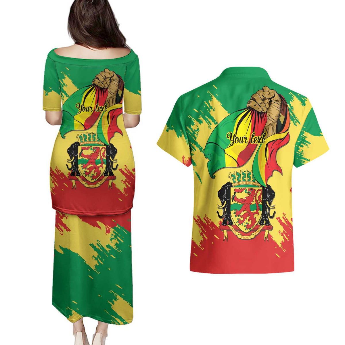 Republic of The Congo Independence Day Personalized Couples Matching Puletasi and Hawaiian Shirt Congo-Brazzaville Since 1960 - Wonder Print Shop
