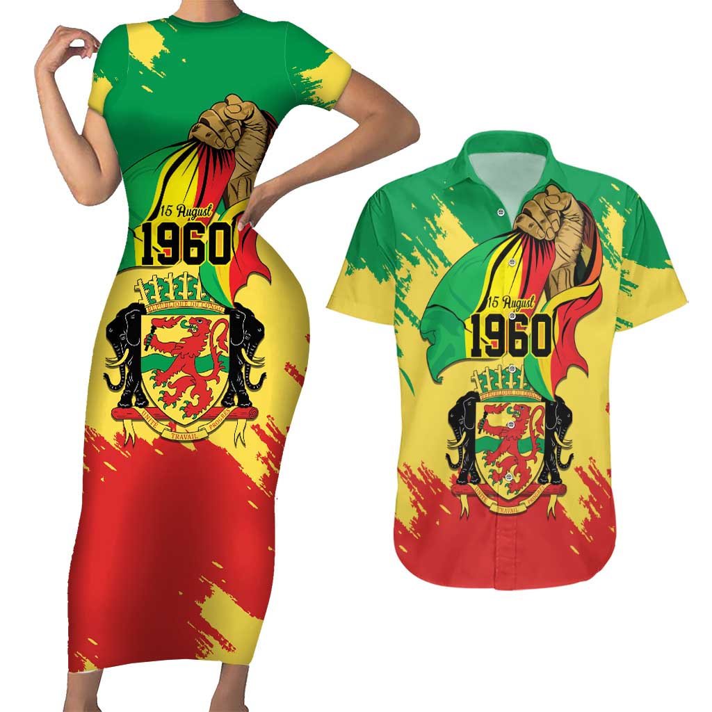 Republic of The Congo Independence Day Personalized Couples Matching Short Sleeve Bodycon Dress and Hawaiian Shirt Congo-Brazzaville Since 1960 - Wonder Print Shop