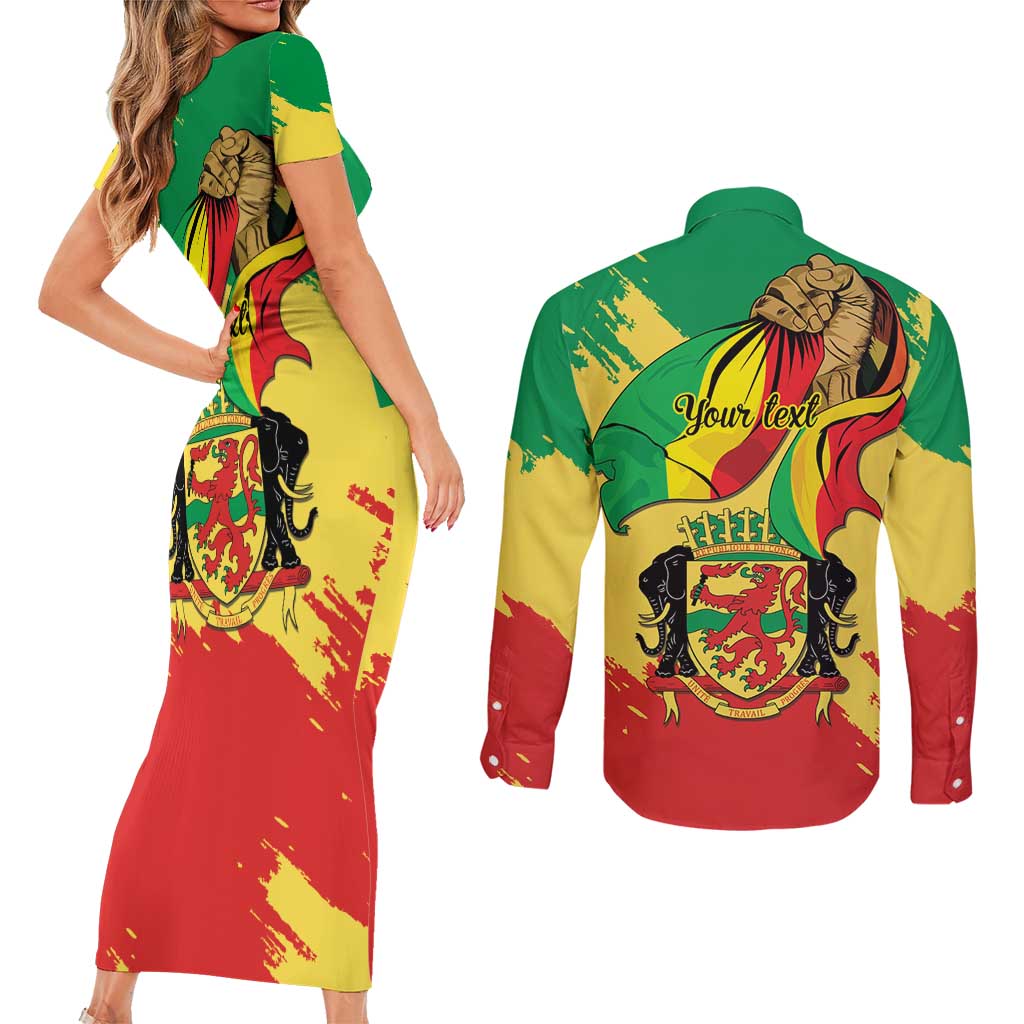 Republic of The Congo Independence Day Personalized Couples Matching Short Sleeve Bodycon Dress and Long Sleeve Button Shirt Congo-Brazzaville Since 1960 - Wonder Print Shop