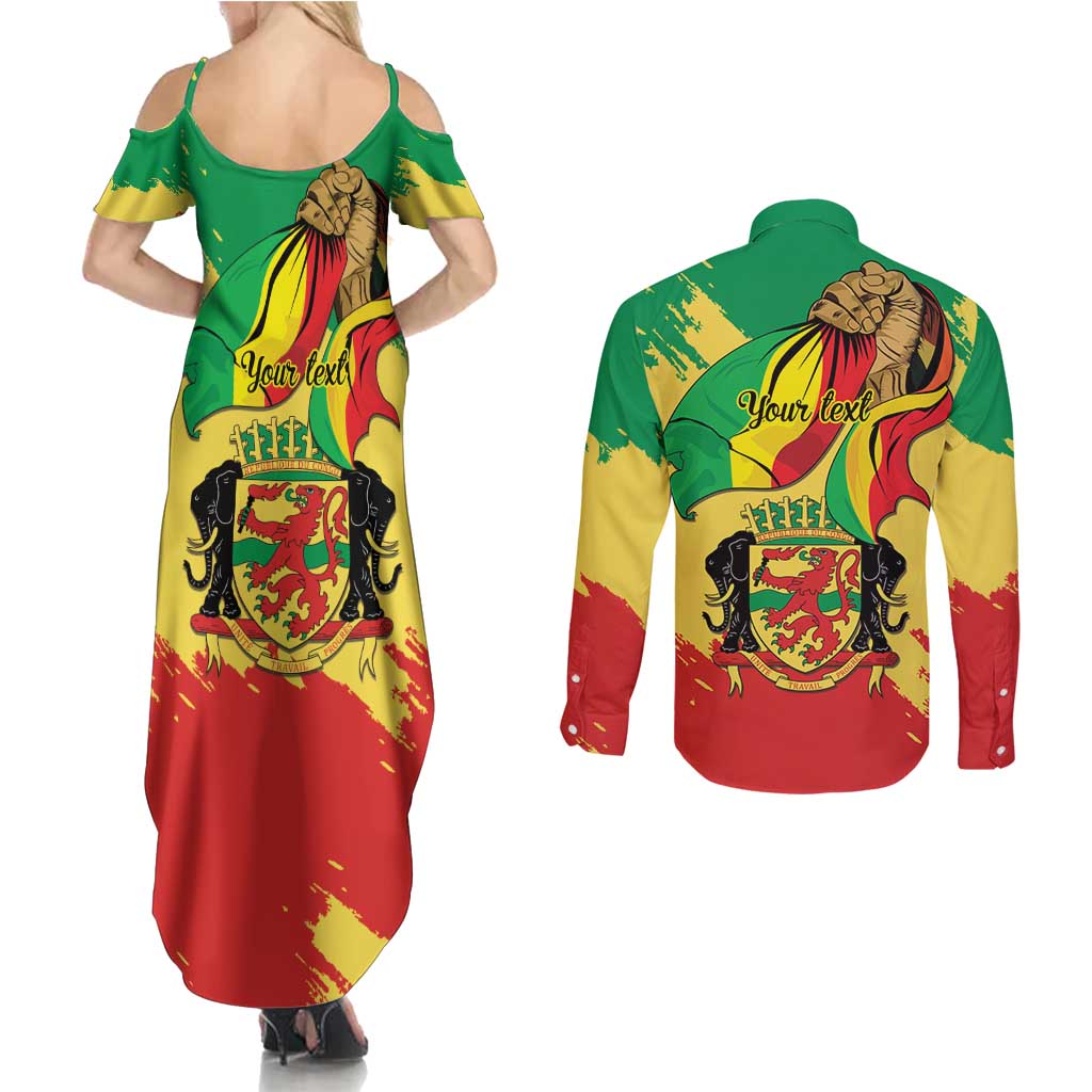 Republic of The Congo Independence Day Personalized Couples Matching Summer Maxi Dress and Long Sleeve Button Shirt Congo-Brazzaville Since 1960 - Wonder Print Shop