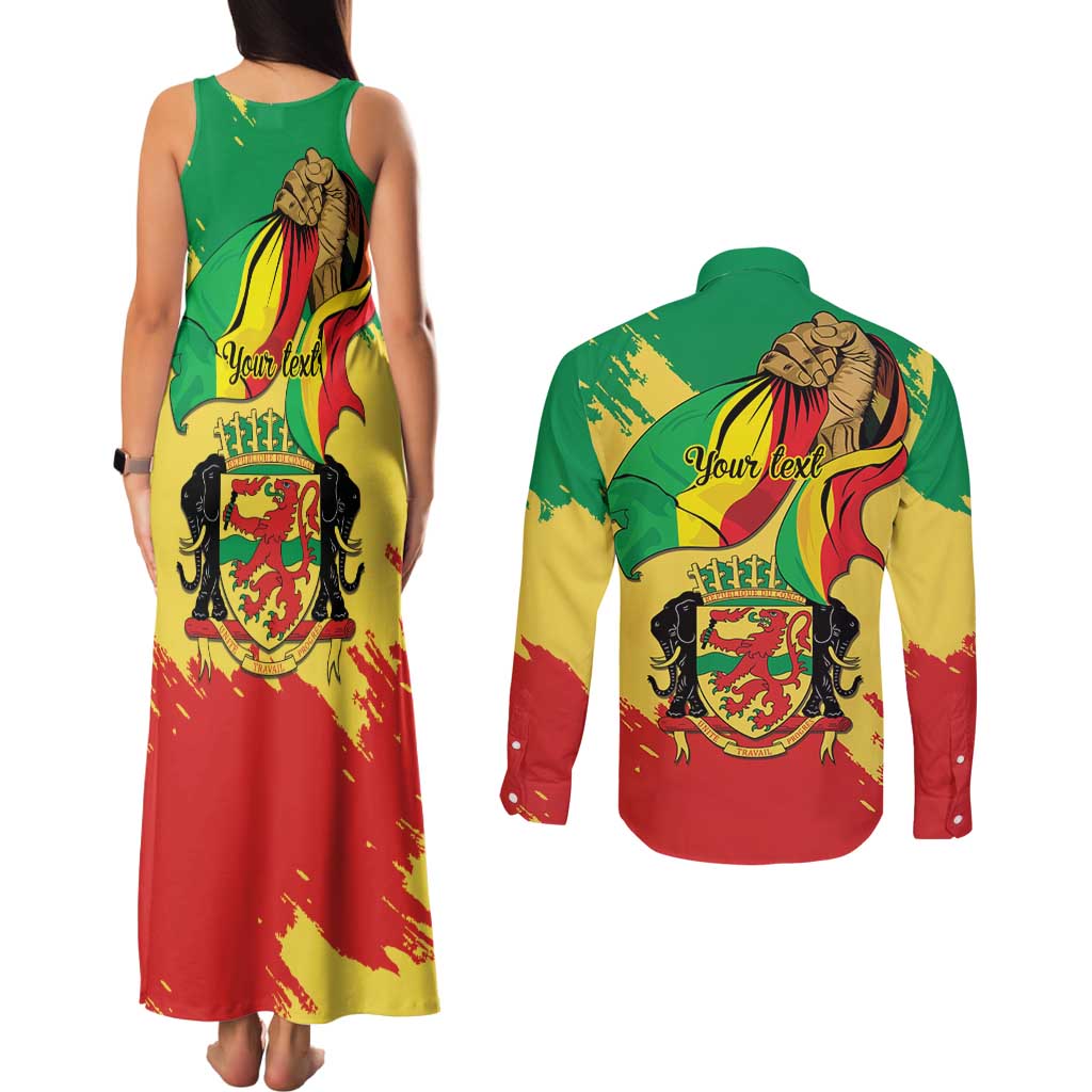 Republic of The Congo Independence Day Personalized Couples Matching Tank Maxi Dress and Long Sleeve Button Shirt Congo-Brazzaville Since 1960 - Wonder Print Shop