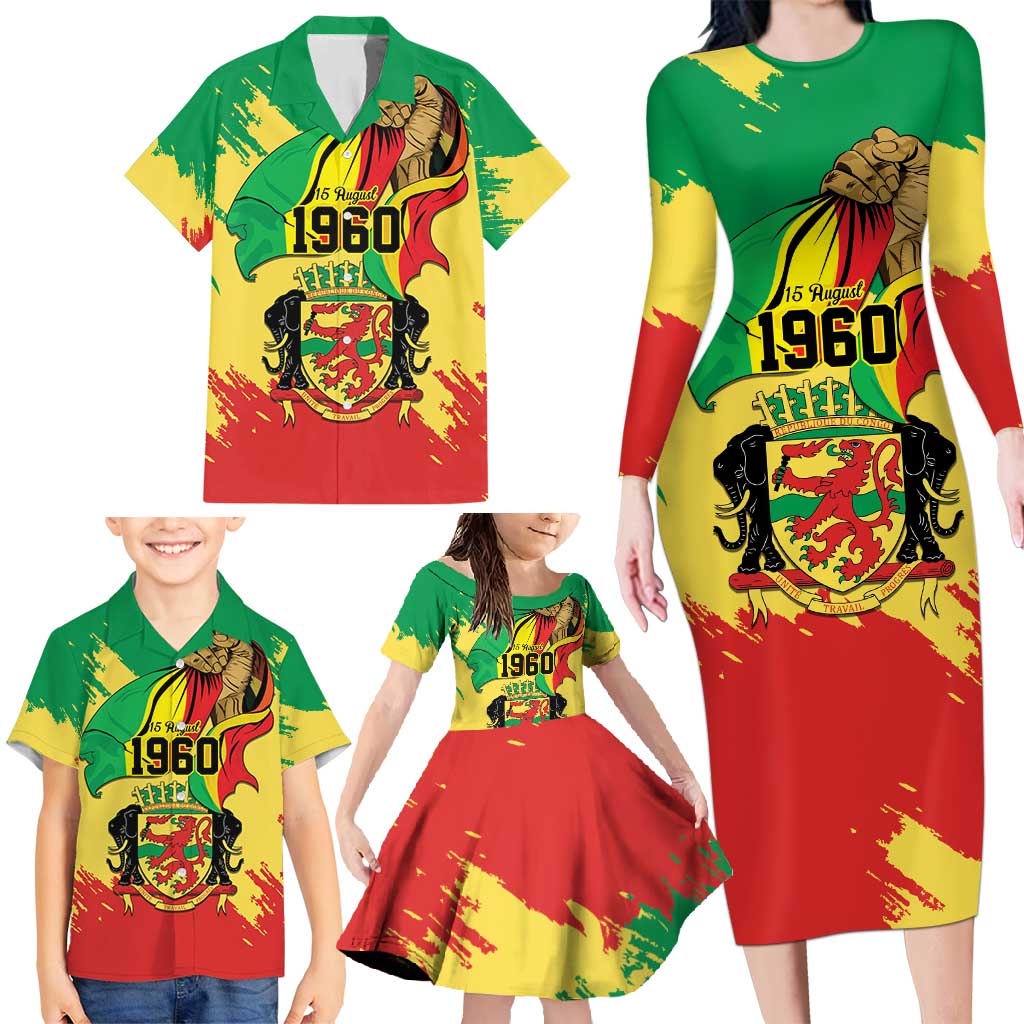 Republic of The Congo Independence Day Personalized Family Matching Long Sleeve Bodycon Dress and Hawaiian Shirt Congo-Brazzaville Since 1960 - Wonder Print Shop