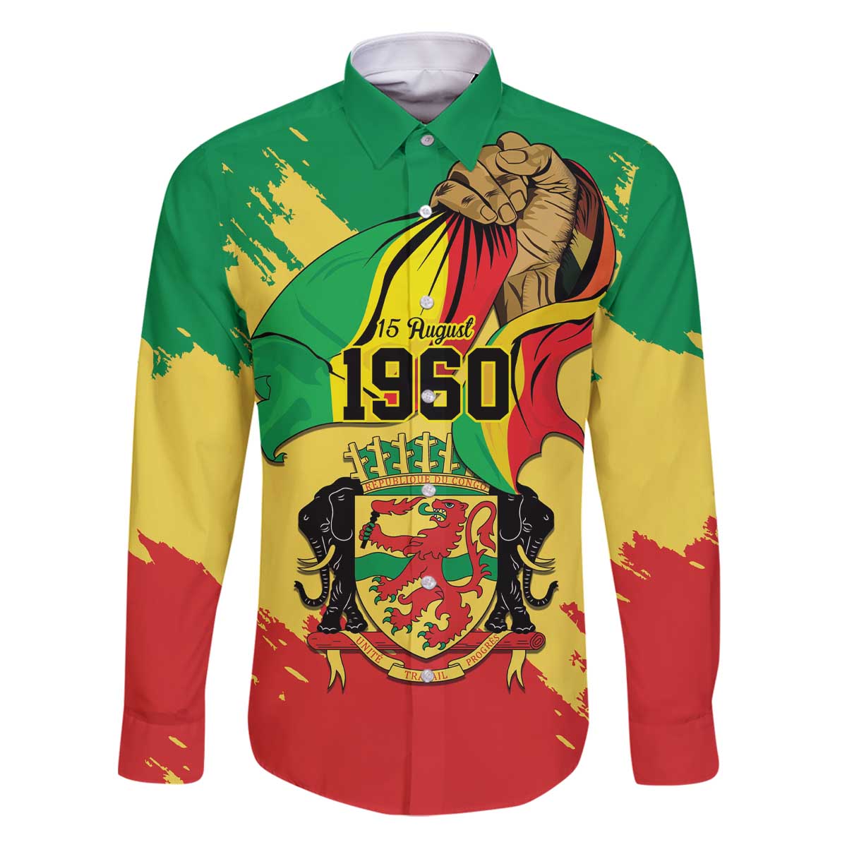 Republic of The Congo Independence Day Personalized Family Matching Off The Shoulder Long Sleeve Dress and Hawaiian Shirt Congo-Brazzaville Since 1960 - Wonder Print Shop