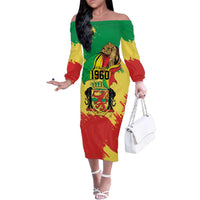 Republic of The Congo Independence Day Personalized Family Matching Off The Shoulder Long Sleeve Dress and Hawaiian Shirt Congo-Brazzaville Since 1960 - Wonder Print Shop