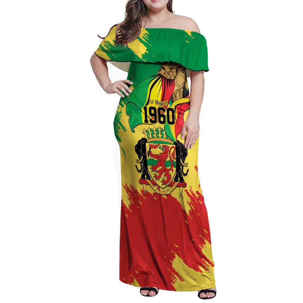 Republic of The Congo Independence Day Personalized Family Matching Off Shoulder Maxi Dress and Hawaiian Shirt Congo-Brazzaville Since 1960 - Wonder Print Shop
