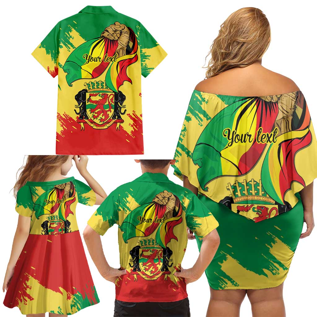 Republic of The Congo Independence Day Personalized Family Matching Off Shoulder Short Dress and Hawaiian Shirt Congo-Brazzaville Since 1960 - Wonder Print Shop