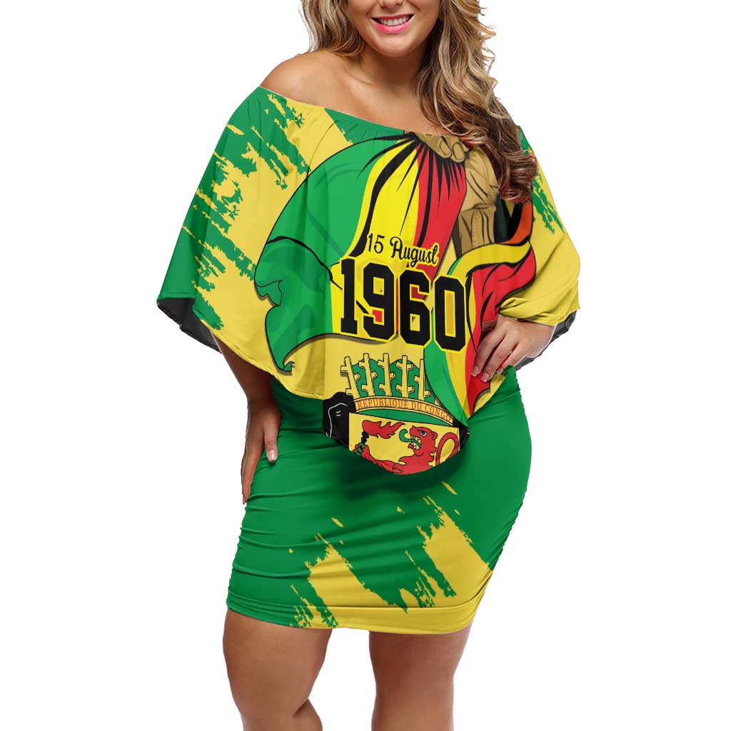 Republic of The Congo Independence Day Personalized Family Matching Off Shoulder Short Dress and Hawaiian Shirt Congo-Brazzaville Since 1960 - Wonder Print Shop
