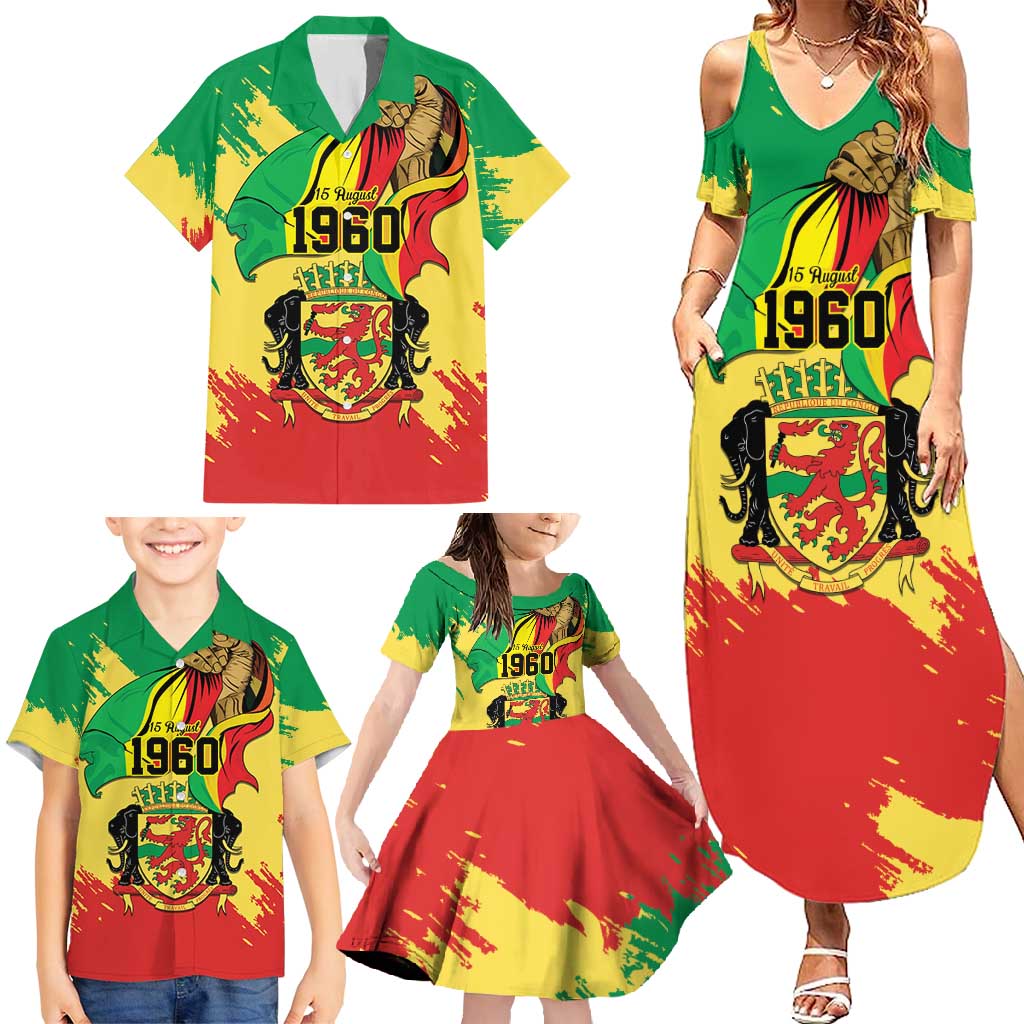 Republic of The Congo Independence Day Personalized Family Matching Summer Maxi Dress and Hawaiian Shirt Congo-Brazzaville Since 1960 - Wonder Print Shop