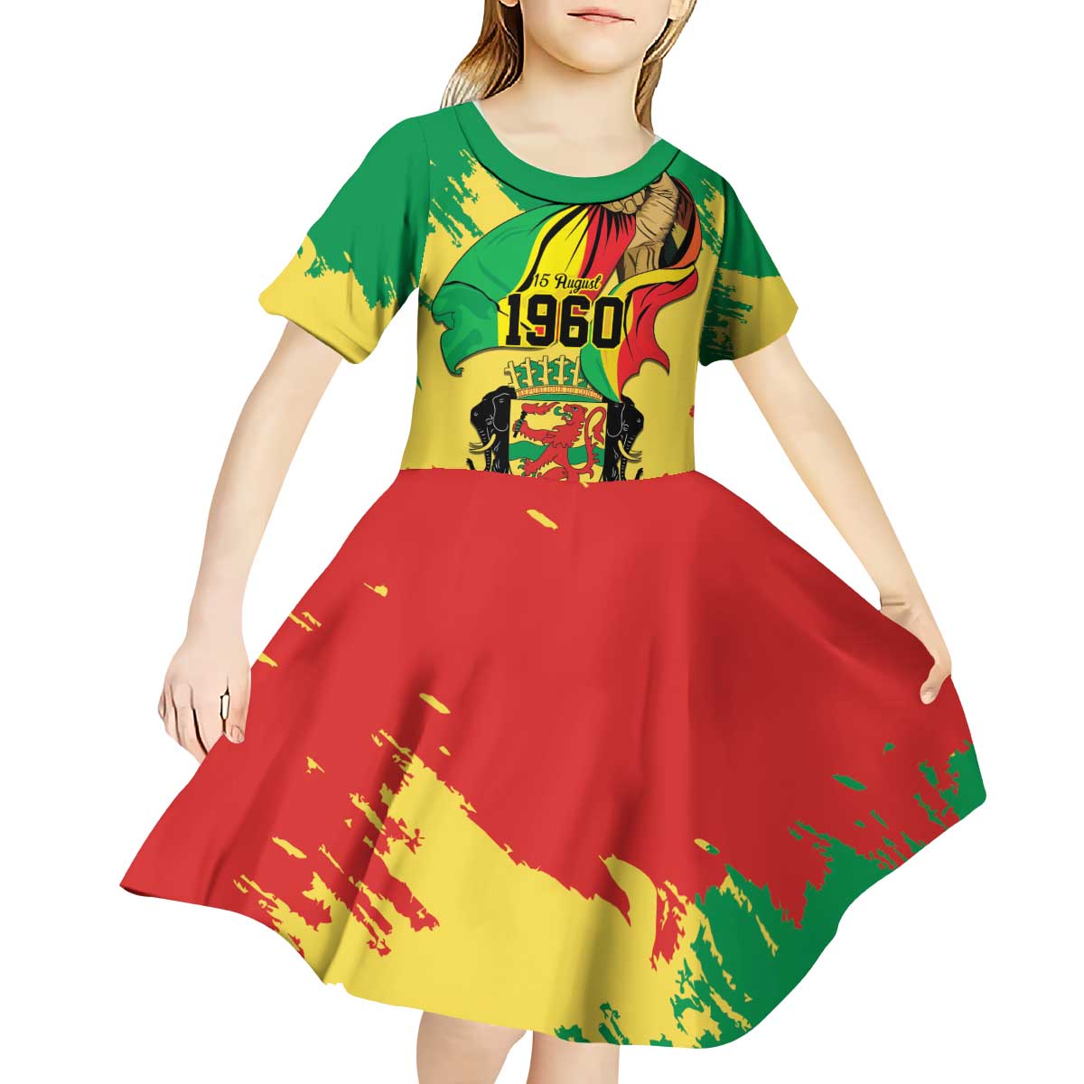 Republic of The Congo Independence Day Personalized Kid Short Sleeve Dress Congo-Brazzaville Since 1960 - Wonder Print Shop