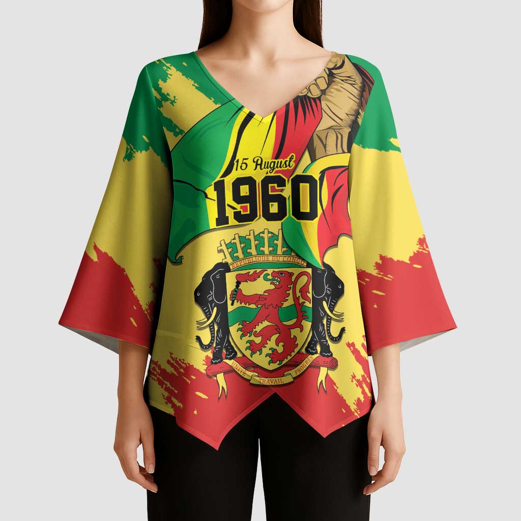 Republic of The Congo Independence Day Personalized Kimono Sleeve Blouse Congo-Brazzaville Since 1960