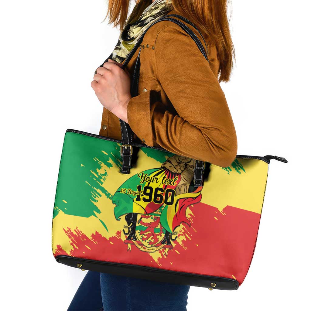 Republic of The Congo Independence Day Personalized Leather Tote Bag Congo-Brazzaville Since 1960 - Wonder Print Shop