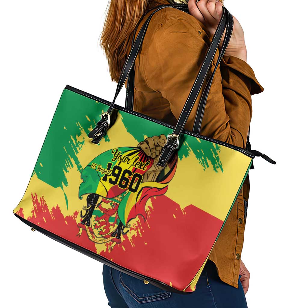 Republic of The Congo Independence Day Personalized Leather Tote Bag Congo-Brazzaville Since 1960 - Wonder Print Shop