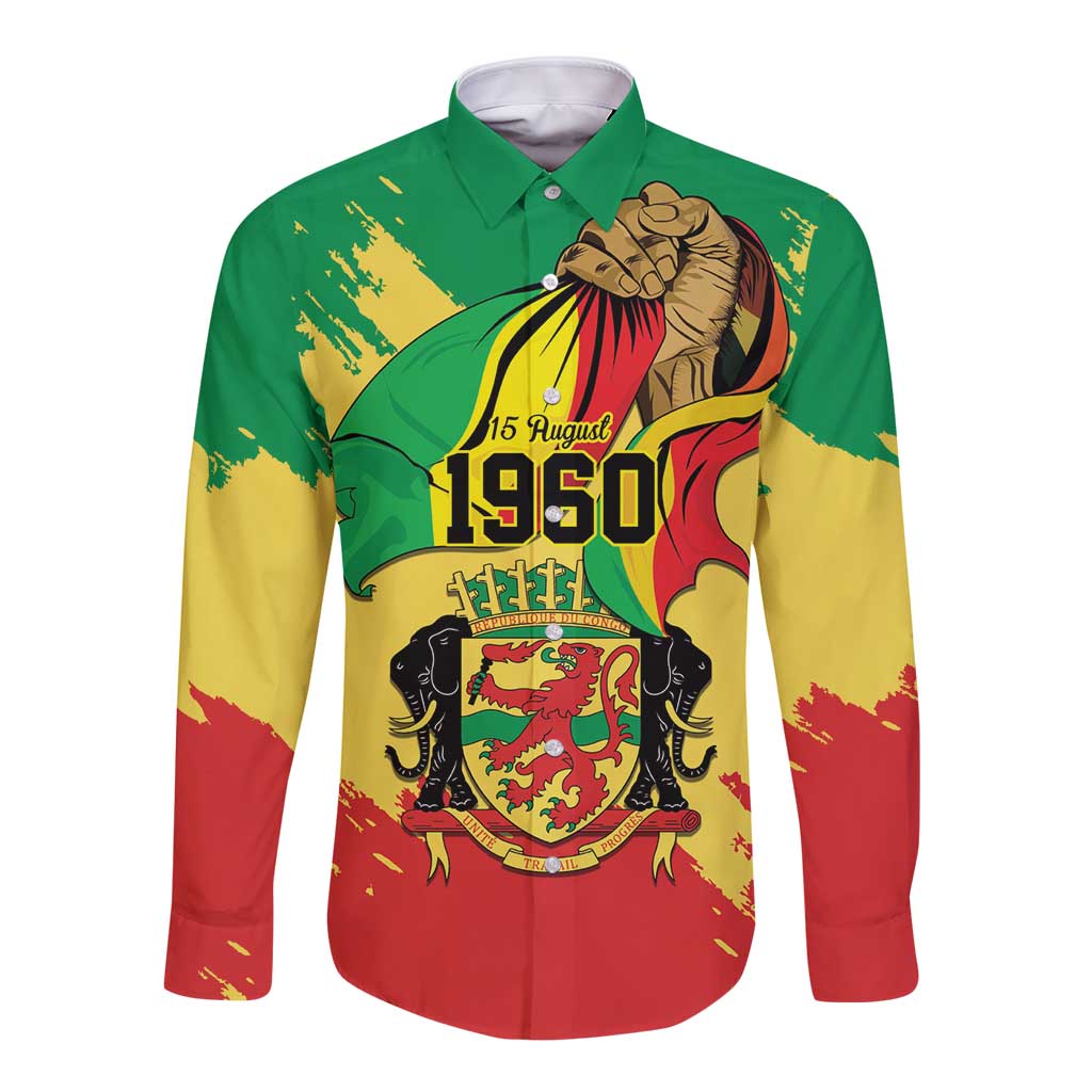 Republic of The Congo Independence Day Personalized Long Sleeve Button Shirt Congo-Brazzaville Since 1960 - Wonder Print Shop