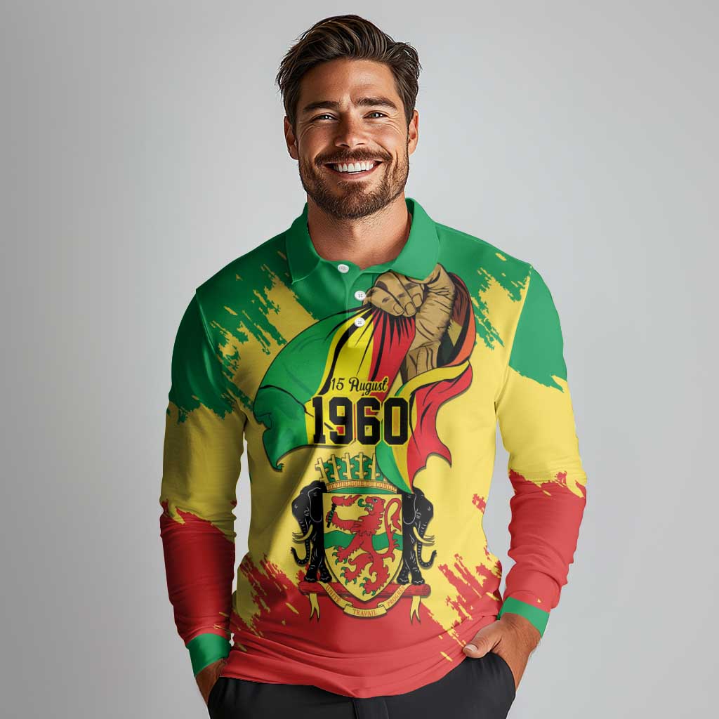 Republic of The Congo Independence Day Personalized Long Sleeve Polo Shirt Congo-Brazzaville Since 1960 - Wonder Print Shop