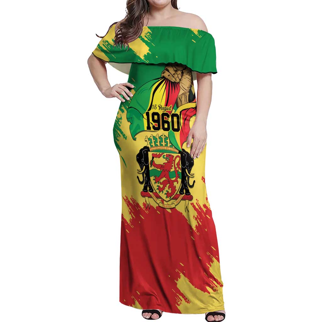 Republic of The Congo Independence Day Personalized Off Shoulder Maxi Dress Congo-Brazzaville Since 1960 - Wonder Print Shop