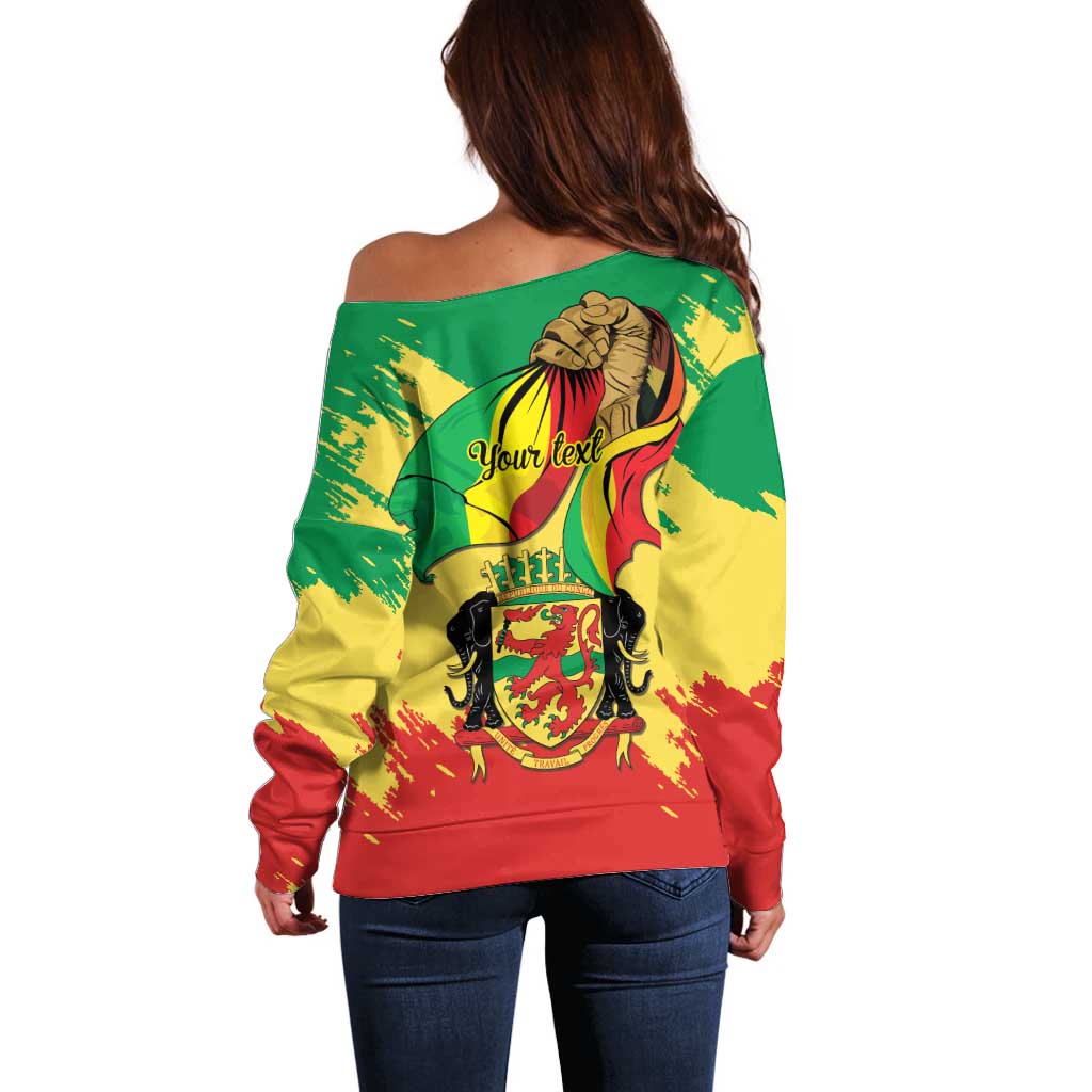 Republic of The Congo Independence Day Personalized Off Shoulder Sweater Congo-Brazzaville Since 1960 - Wonder Print Shop