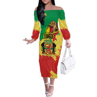 Republic of The Congo Independence Day Personalized Off The Shoulder Long Sleeve Dress Congo-Brazzaville Since 1960 - Wonder Print Shop
