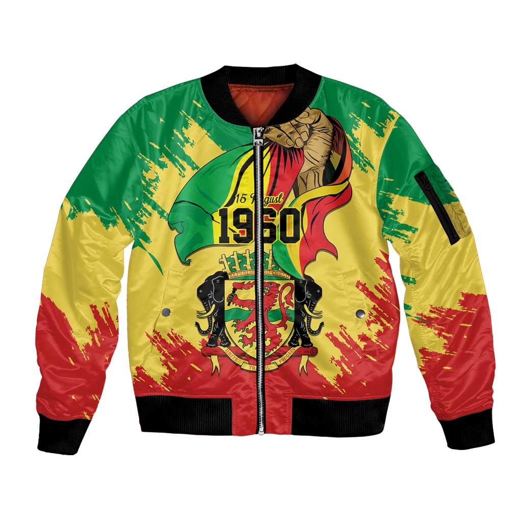 Republic of The Congo Independence Day Personalized Sleeve Zip Bomber Jacket Congo-Brazzaville Since 1960 - Wonder Print Shop