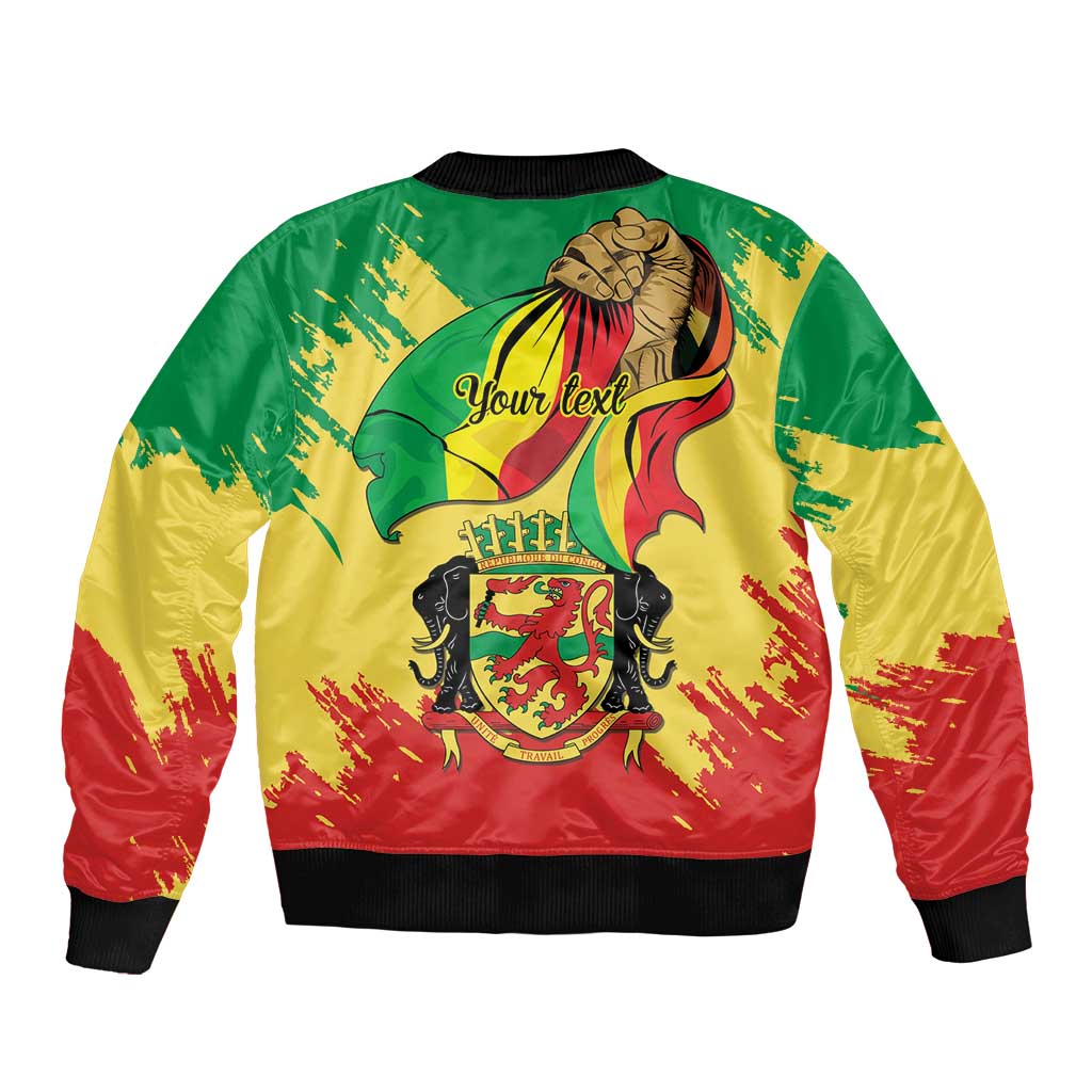 Republic of The Congo Independence Day Personalized Sleeve Zip Bomber Jacket Congo-Brazzaville Since 1960 - Wonder Print Shop