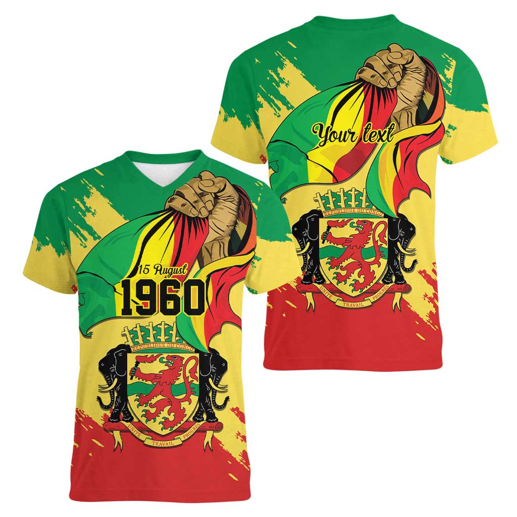 Republic of The Congo Independence Day Personalized Women V-Neck T-Shirt Congo-Brazzaville Since 1960 - Wonder Print Shop
