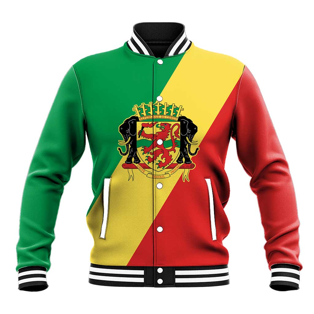 Republic of The Congo Personalized Baseball Jacket Simple Flag Style - Wonder Print Shop