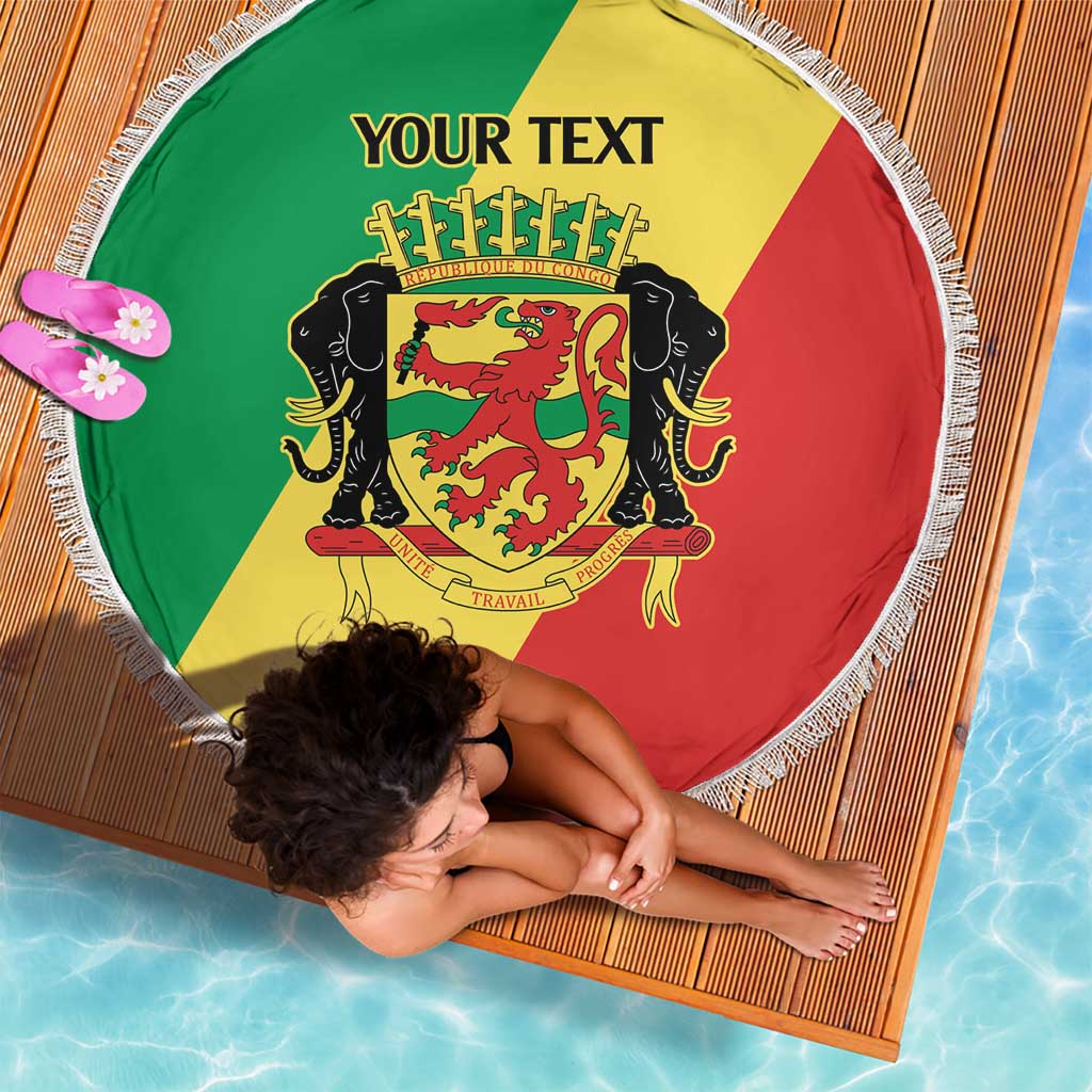 Republic of The Congo Personalized Beach Blanket Simple Flag Style - Wonder Print Shop