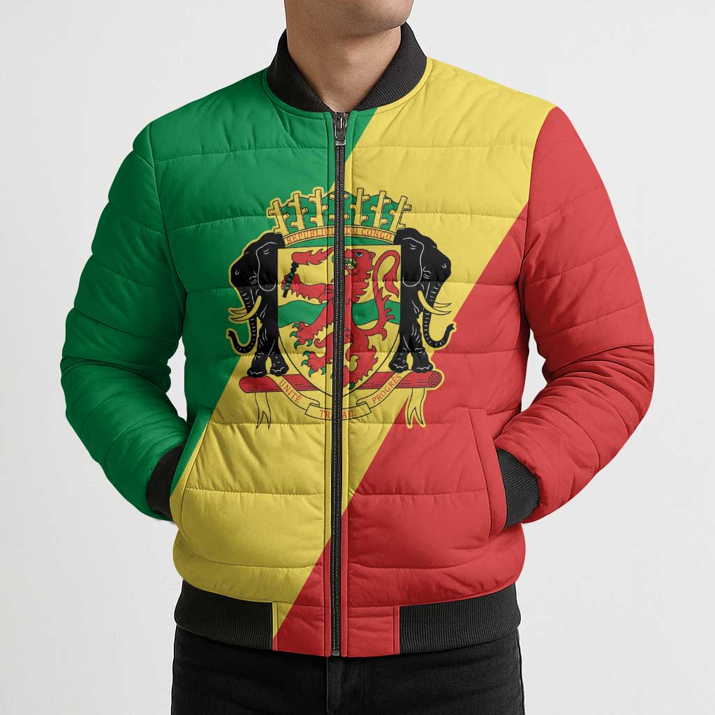 Republic of The Congo Personalized Bomber Puffer Jacket Simple Flag Style