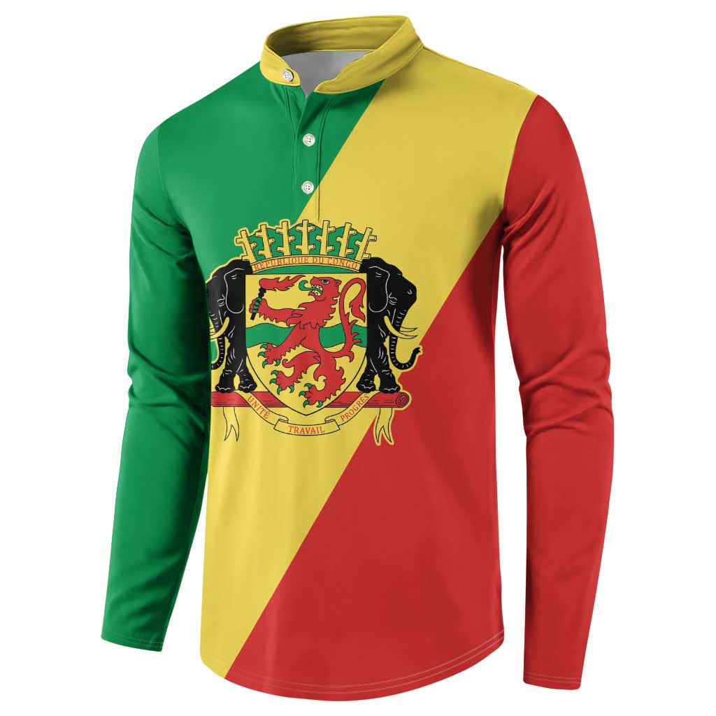 Republic of The Congo Personalized Button Sweatshirt Simple Flag Style - Wonder Print Shop