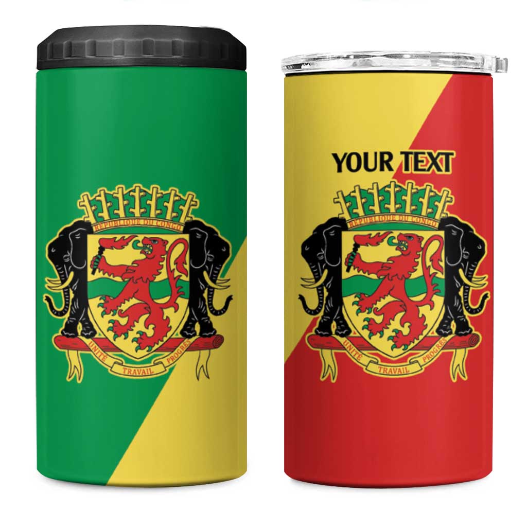Republic of The Congo Personalized 4 in 1 Can Cooler Tumbler Simple Flag Style - Wonder Print Shop