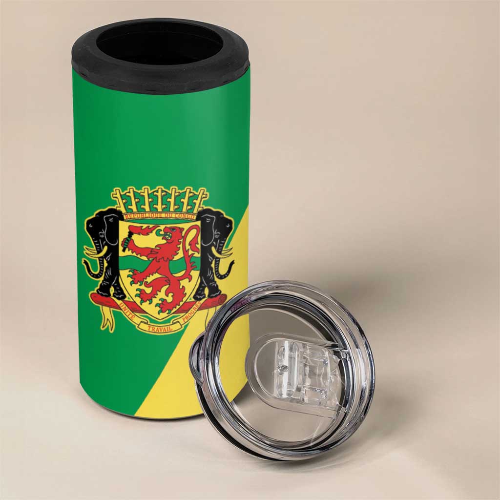 Republic of The Congo Personalized 4 in 1 Can Cooler Tumbler Simple Flag Style - Wonder Print Shop