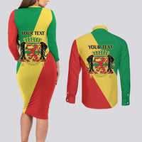 Republic of The Congo Personalized Couples Matching Long Sleeve Bodycon Dress and Long Sleeve Button Shirt Simple Flag Style - Wonder Print Shop
