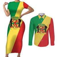 Republic of The Congo Personalized Couples Matching Short Sleeve Bodycon Dress and Long Sleeve Button Shirt Simple Flag Style - Wonder Print Shop