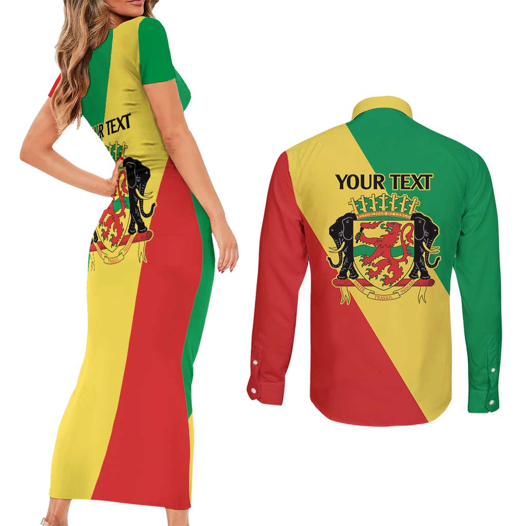 Republic of The Congo Personalized Couples Matching Short Sleeve Bodycon Dress and Long Sleeve Button Shirt Simple Flag Style - Wonder Print Shop