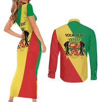Republic of The Congo Personalized Couples Matching Short Sleeve Bodycon Dress and Long Sleeve Button Shirt Simple Flag Style - Wonder Print Shop