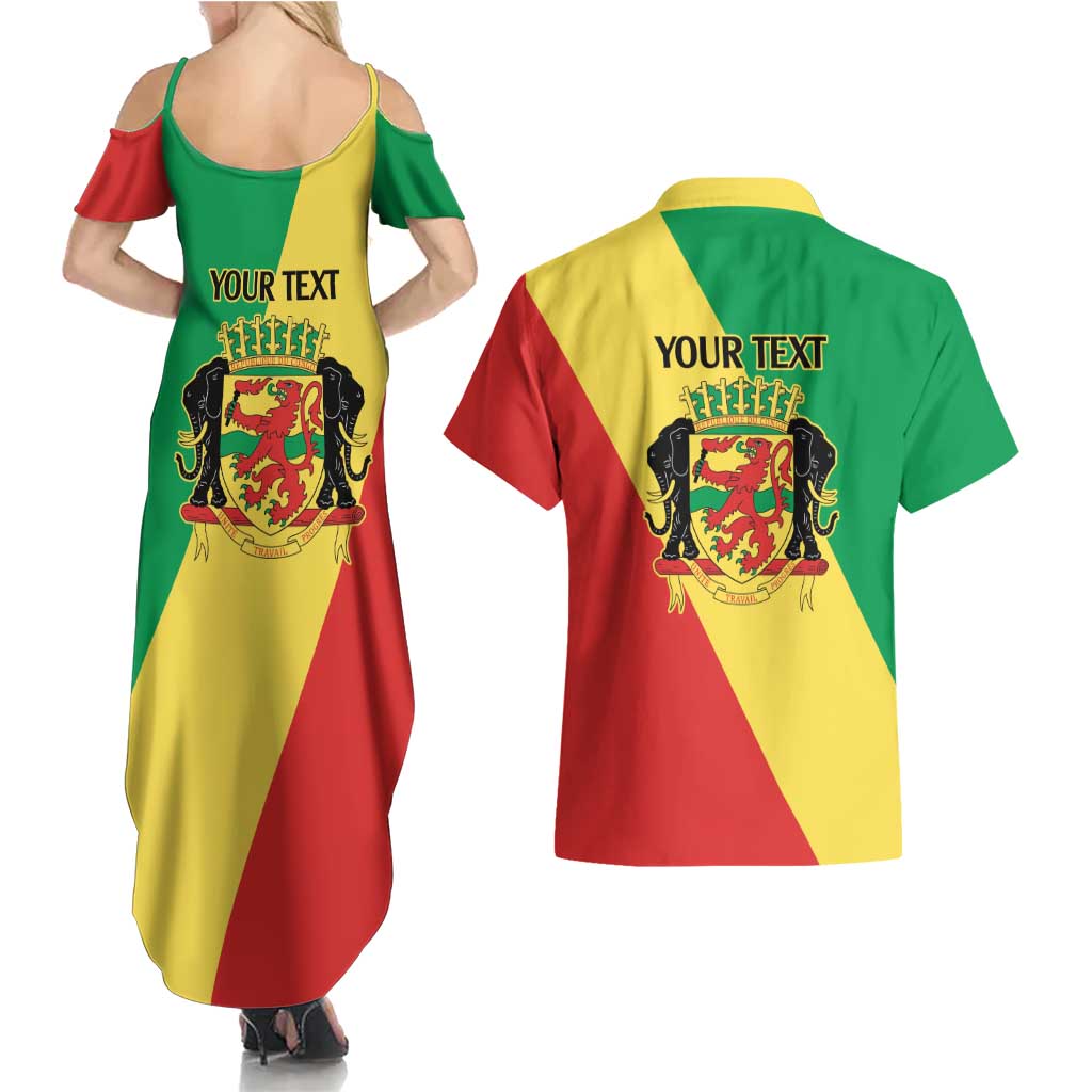 Republic of The Congo Personalized Couples Matching Summer Maxi Dress and Hawaiian Shirt Simple Flag Style - Wonder Print Shop