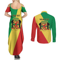 Republic of The Congo Personalized Couples Matching Summer Maxi Dress and Long Sleeve Button Shirt Simple Flag Style - Wonder Print Shop