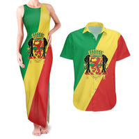 Republic of The Congo Personalized Couples Matching Tank Maxi Dress and Hawaiian Shirt Simple Flag Style - Wonder Print Shop