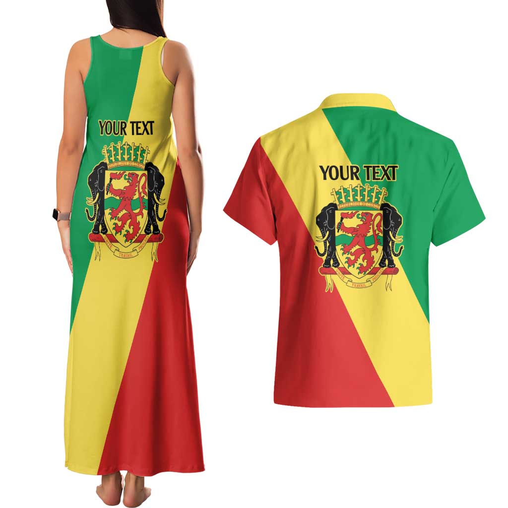 Republic of The Congo Personalized Couples Matching Tank Maxi Dress and Hawaiian Shirt Simple Flag Style - Wonder Print Shop