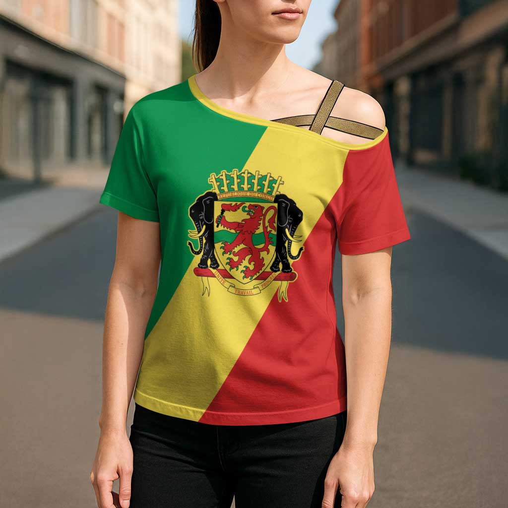 Republic of The Congo Personalized Cross Shoulder Shirt Simple Flag Style