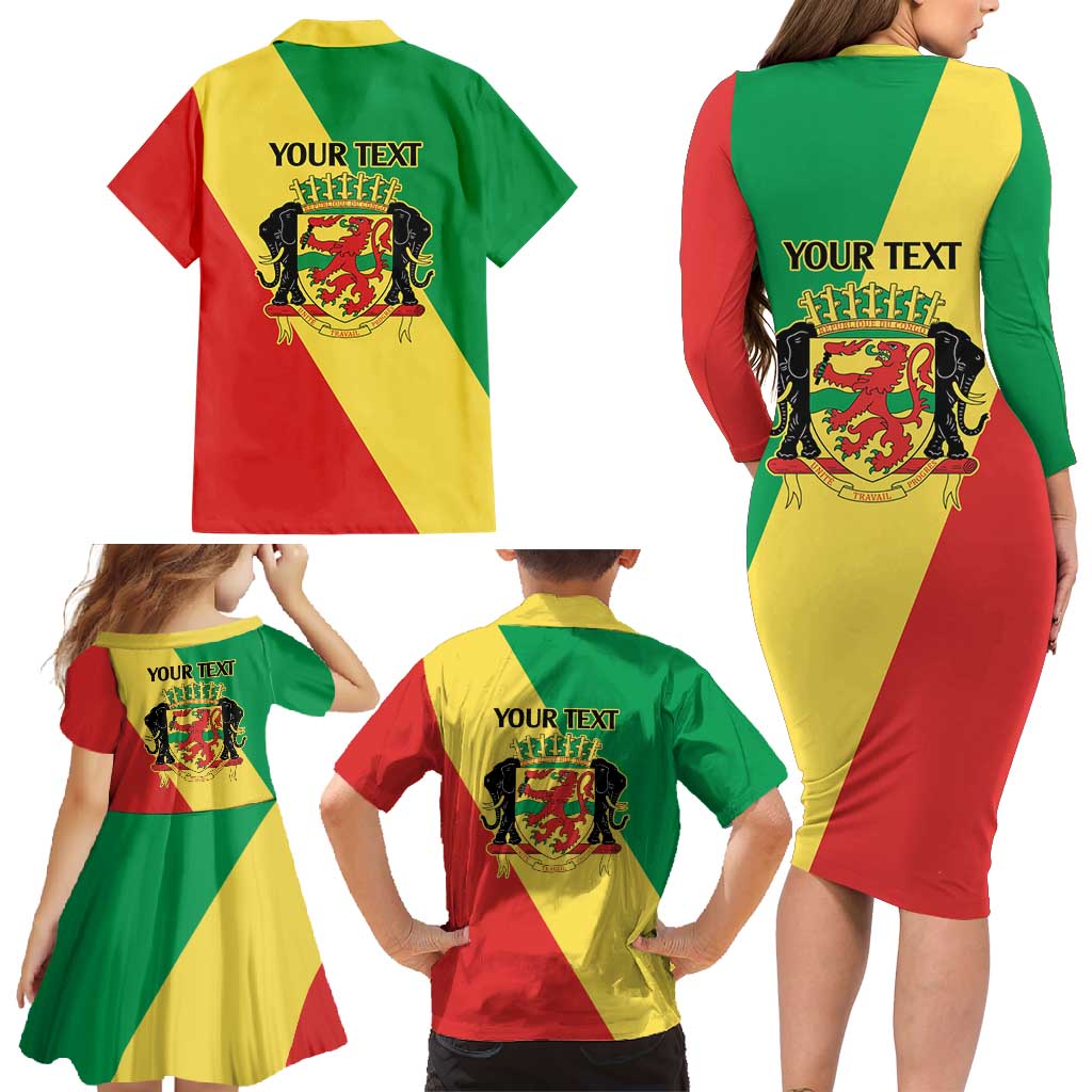 Republic of The Congo Personalized Family Matching Long Sleeve Bodycon Dress and Hawaiian Shirt Simple Flag Style - Wonder Print Shop