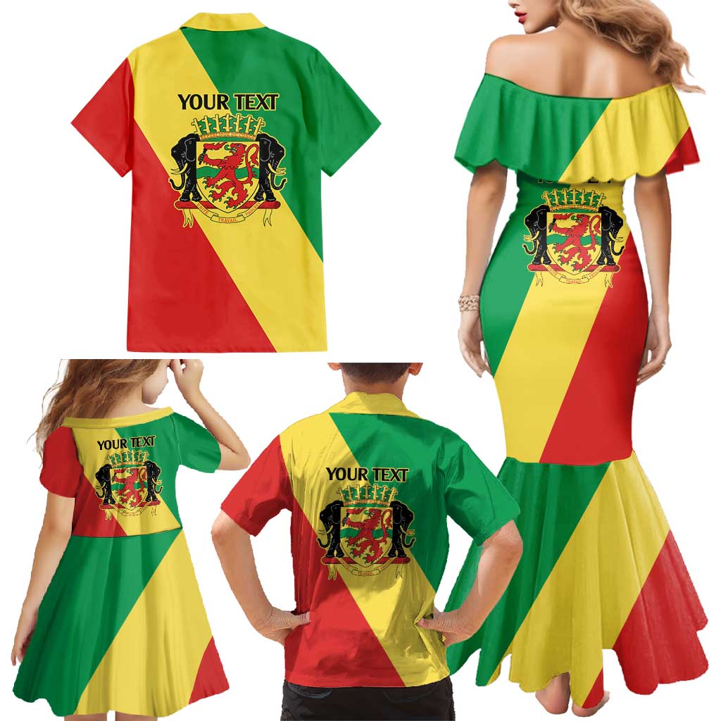 Republic of The Congo Personalized Family Matching Mermaid Dress and Hawaiian Shirt Simple Flag Style - Wonder Print Shop