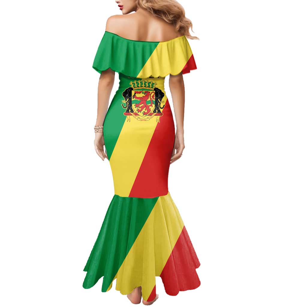 Republic of The Congo Personalized Family Matching Mermaid Dress and Hawaiian Shirt Simple Flag Style - Wonder Print Shop