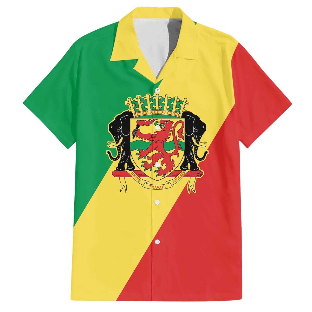 Republic of The Congo Personalized Family Matching Off The Shoulder Long Sleeve Dress and Hawaiian Shirt Simple Flag Style - Wonder Print Shop