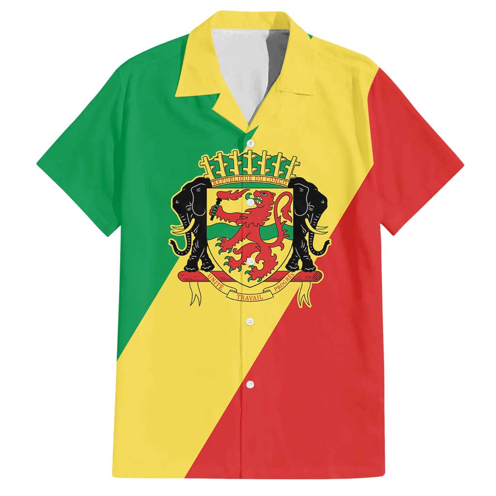 Republic of The Congo Personalized Family Matching Off Shoulder Maxi Dress and Hawaiian Shirt Simple Flag Style - Wonder Print Shop