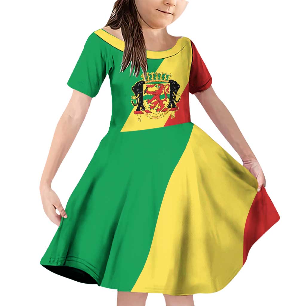 Republic of The Congo Personalized Family Matching Off Shoulder Short Dress and Hawaiian Shirt Simple Flag Style - Wonder Print Shop