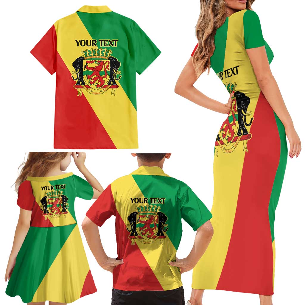 Republic of The Congo Personalized Family Matching Short Sleeve Bodycon Dress and Hawaiian Shirt Simple Flag Style - Wonder Print Shop